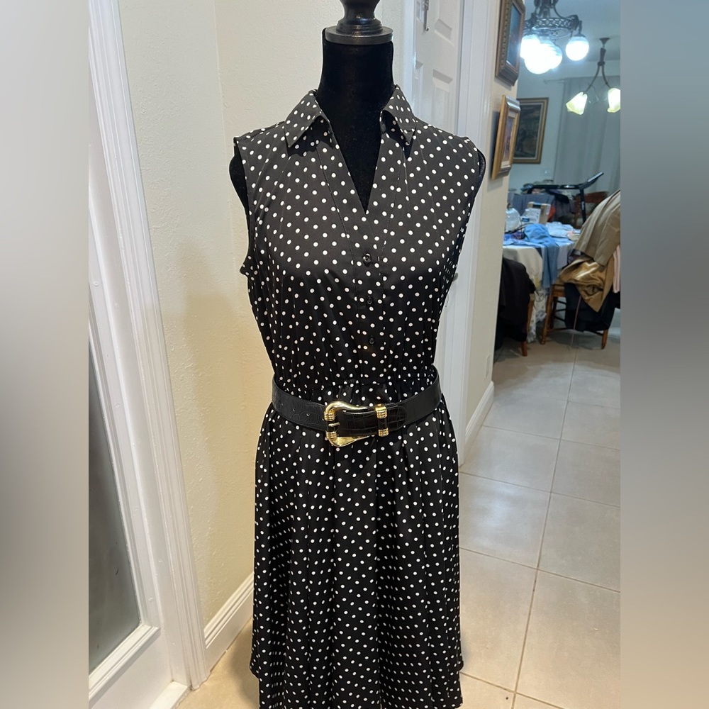 Black Polka Dot Sleeveless Dress